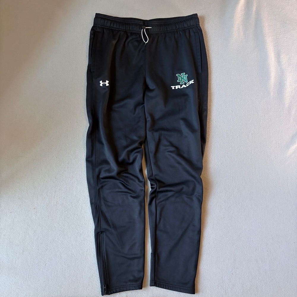 Under Armour Mens Small Black Track Pants NN Track Team Fleece Lined Joggers